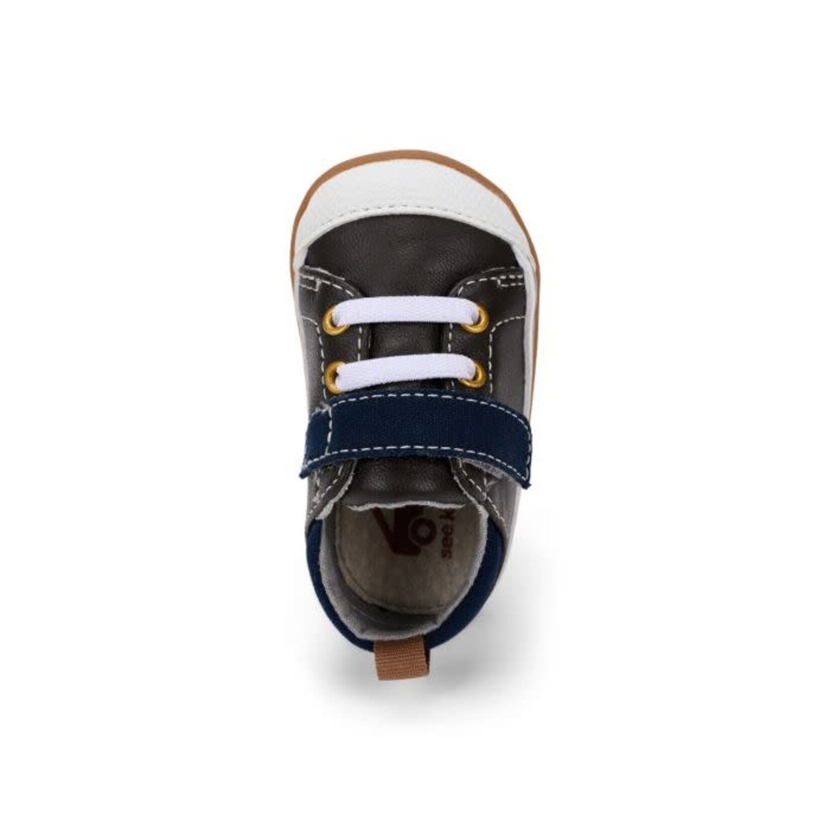 See Kai Run SEE KAI RUN - Flexible First Walker Transition Shoes 'Stevie II INF - Brown Leather/Blue'