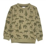 Minymo MINYMO - Olive Long Sleeve T-shirt with Wild Animal Design