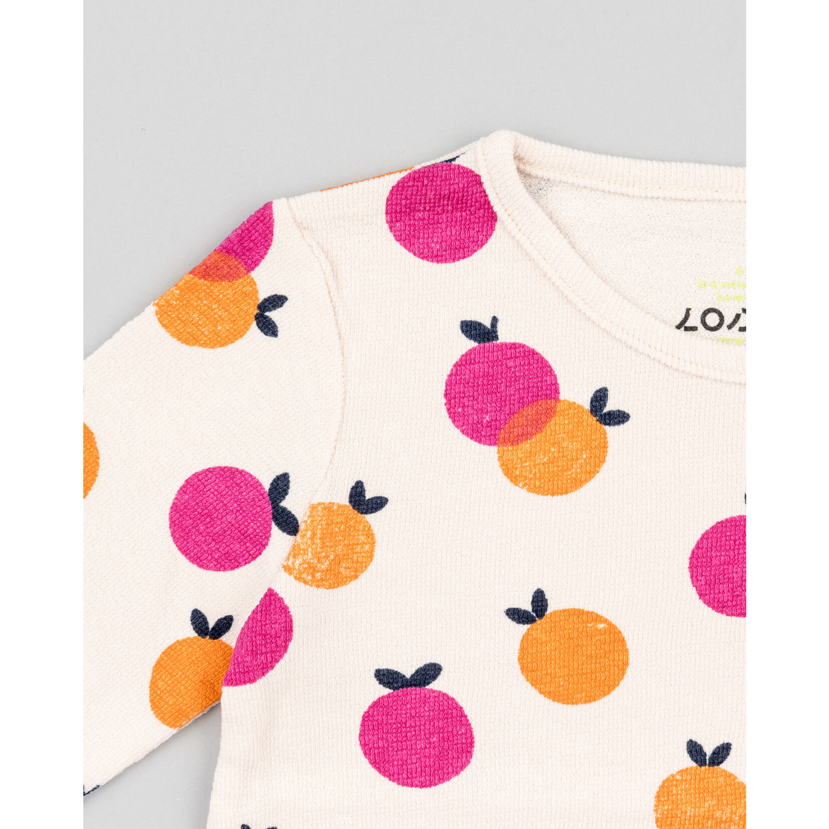 LOSAN Light terry cloth sweater with orange and pink fruit print