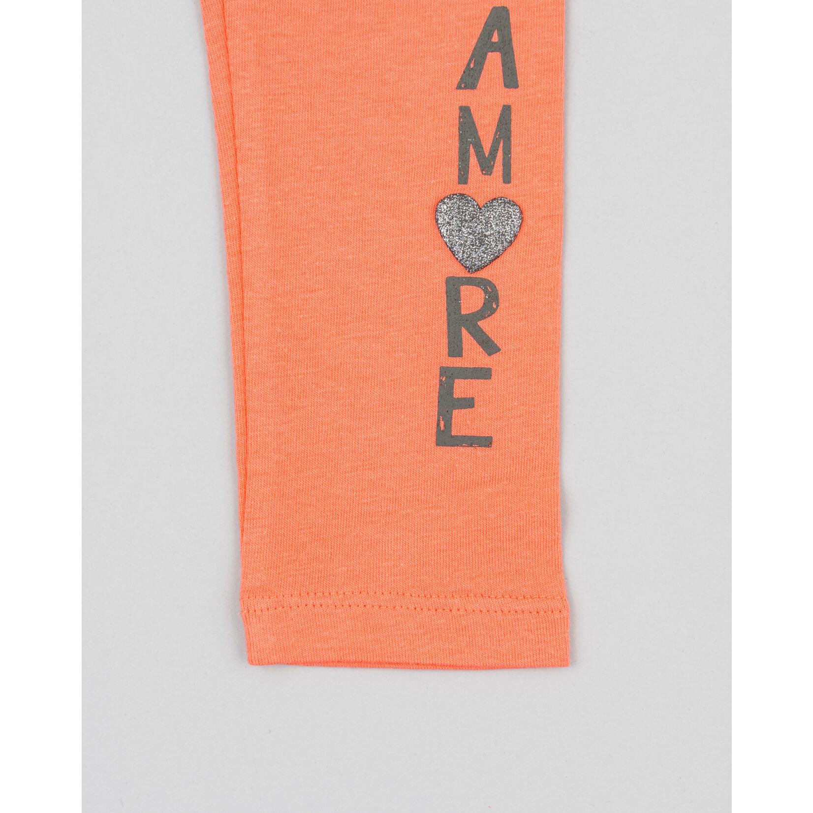 Losan LOSAN - Plain Neon Orange Leggings with 'Amore' Ankle Print