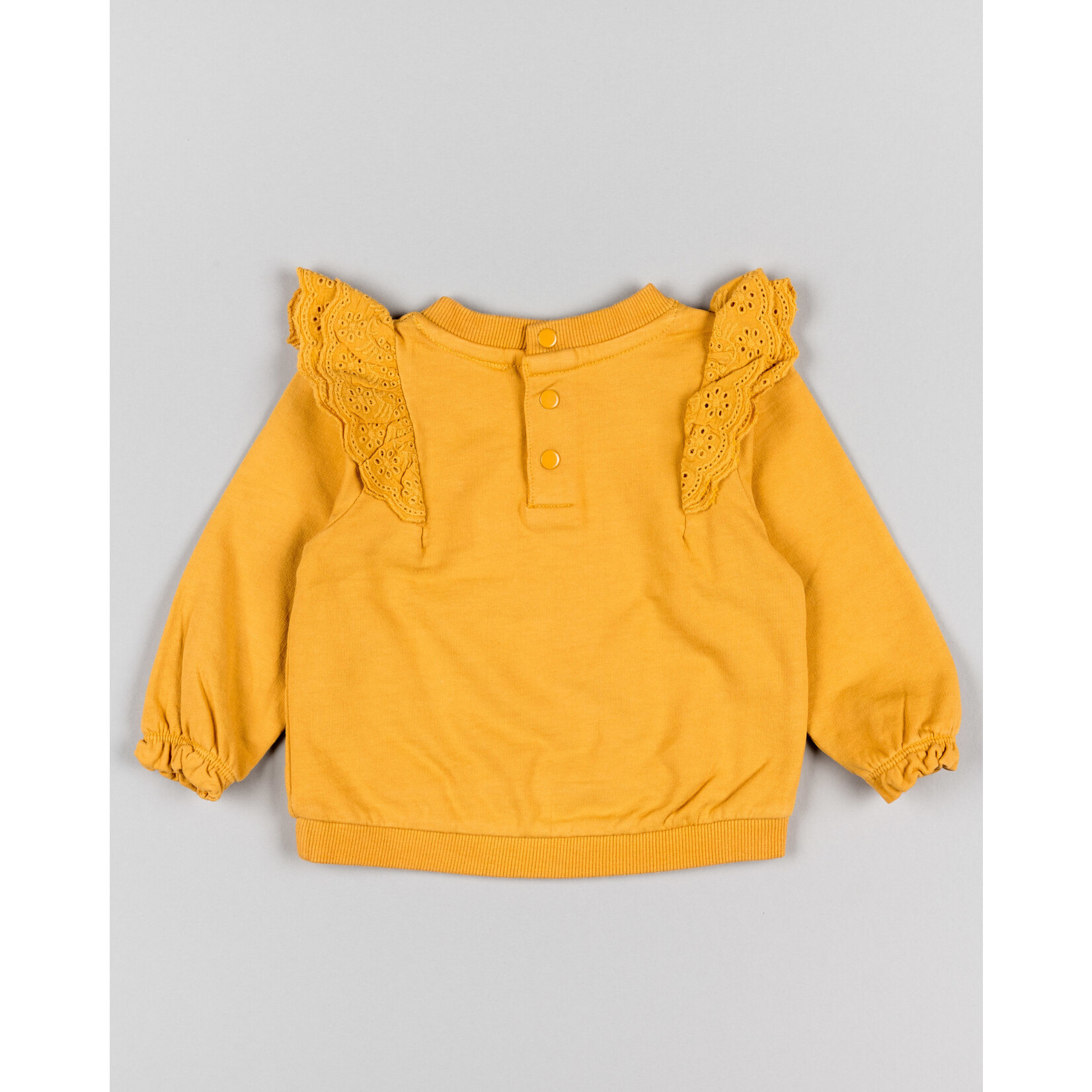 Losan LOSAN - Mustard Yellow Light Sweatshirt with Lace Ruffles On The Shoulders
