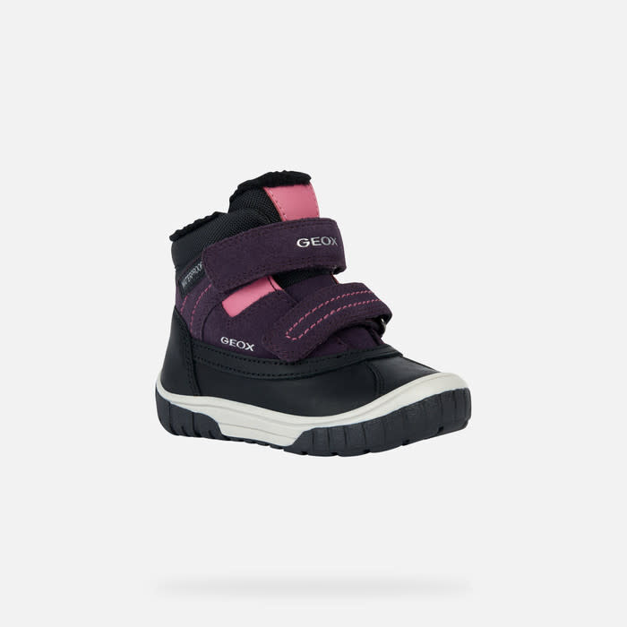 GEOX Bottes mi saison fourrees impermeables Omar Suede et nylon Mauve rose