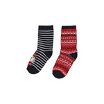 Mayoral MAYORAL -  Set of two non-slip pairs of socks (red scandinavian print/black stripes with bear'