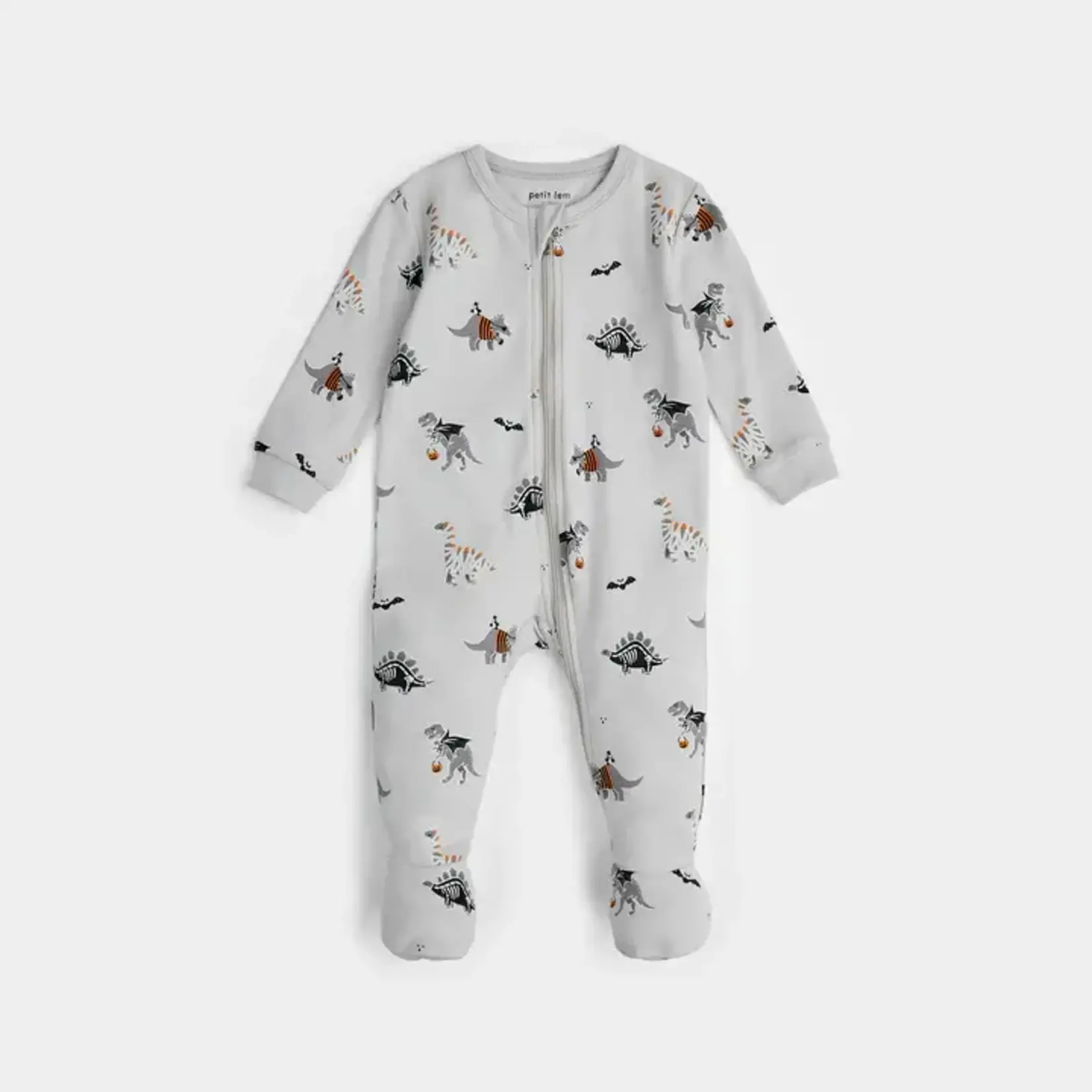 Petit Lem PETIT LEM - Pyjama de bébé d'Halloween gris à imprimé phosphorescent 'Dinoscaries'