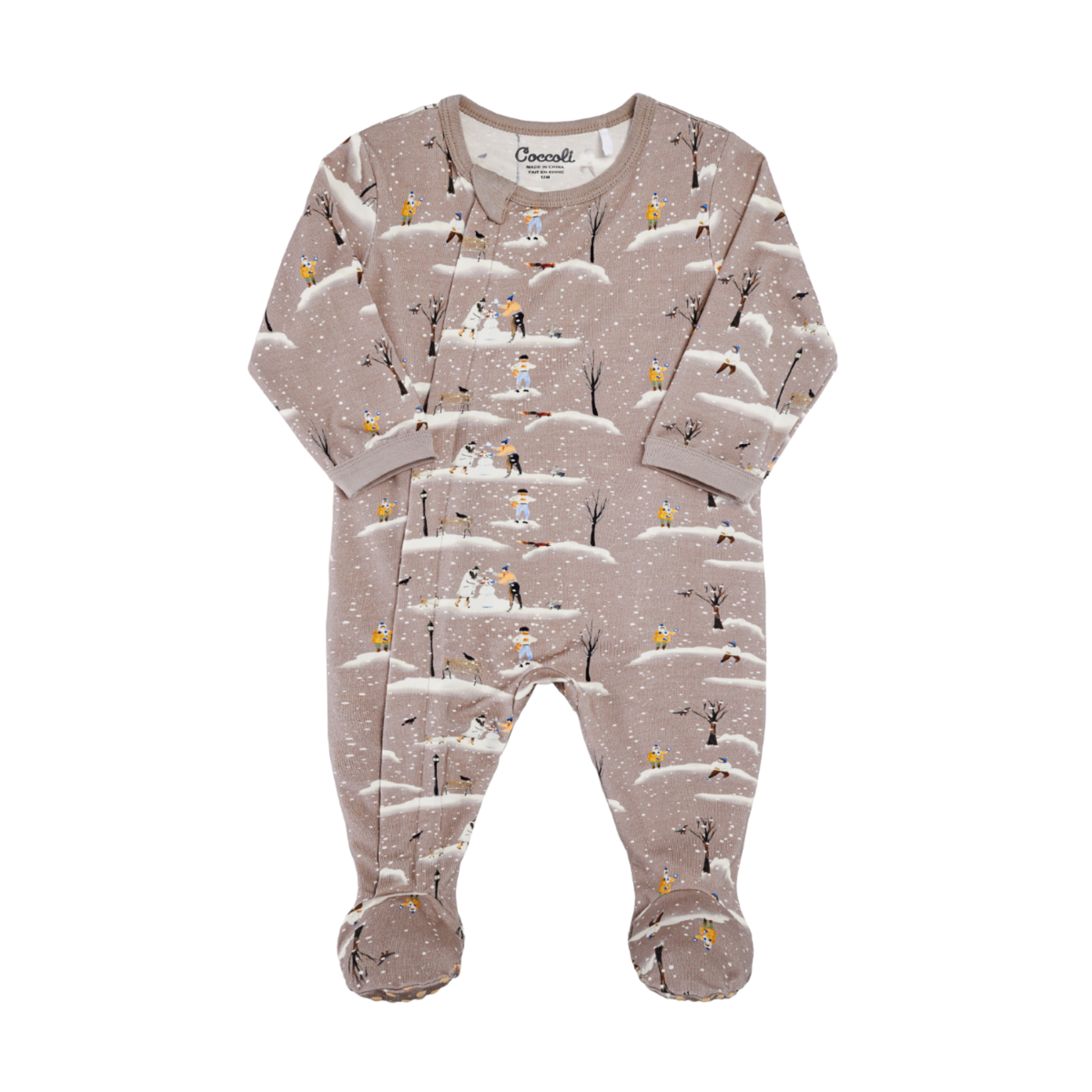 Coccoli COCCOLI - Pyjama une pièce brun crème avec motif de paysage hivernal