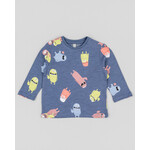 Losan LOSAN - Navy long-sleeved t-shirt with little monster print