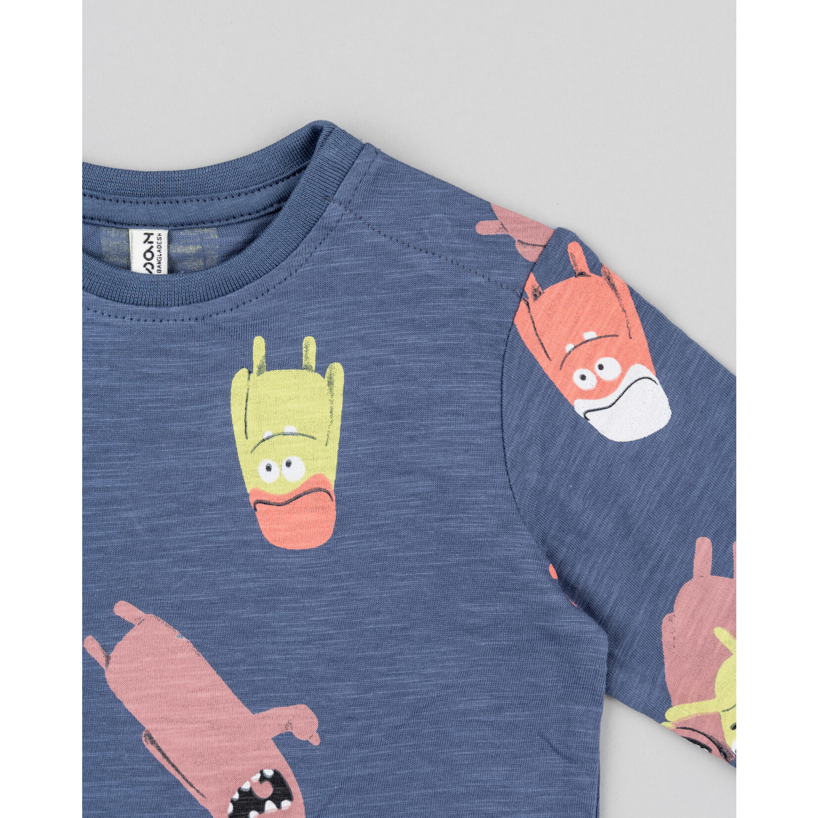 Losan LOSAN - Navy long-sleeved t-shirt with little monster print