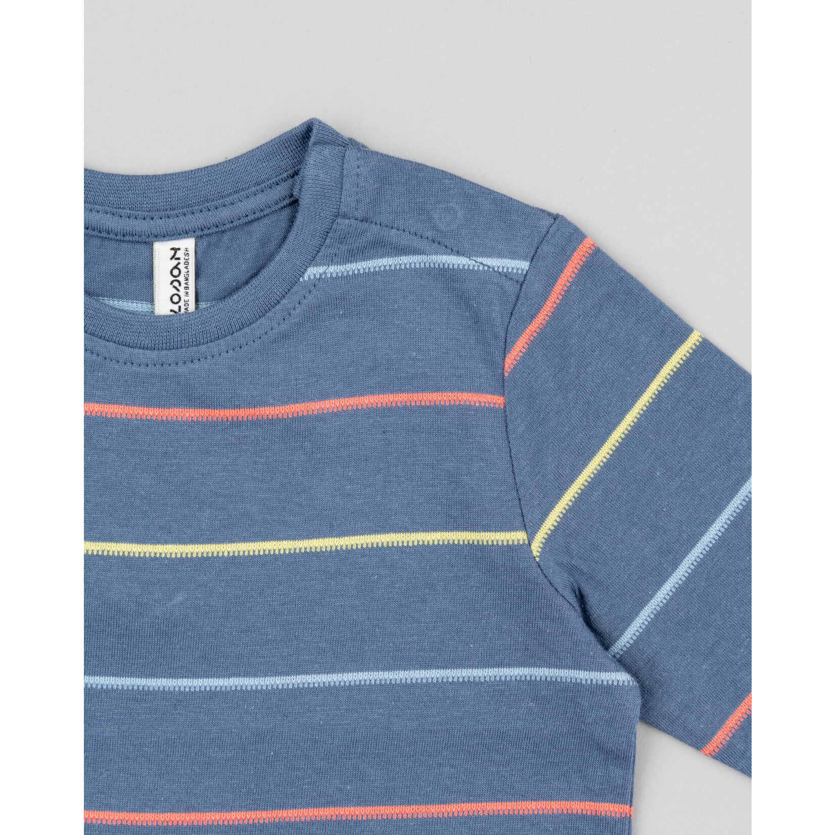 Losan LOSAN - Navy long-sleeved t-shirt with colored lines 'Urban monsters'