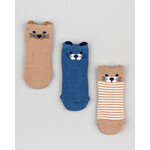Losan LOSAN - Pack of 3 pairs of socks - white, navy blue and beige with kitten