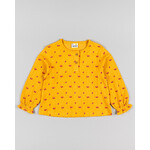 Losan LOSAN - Mustard yellow shirt with allover pink acorn print