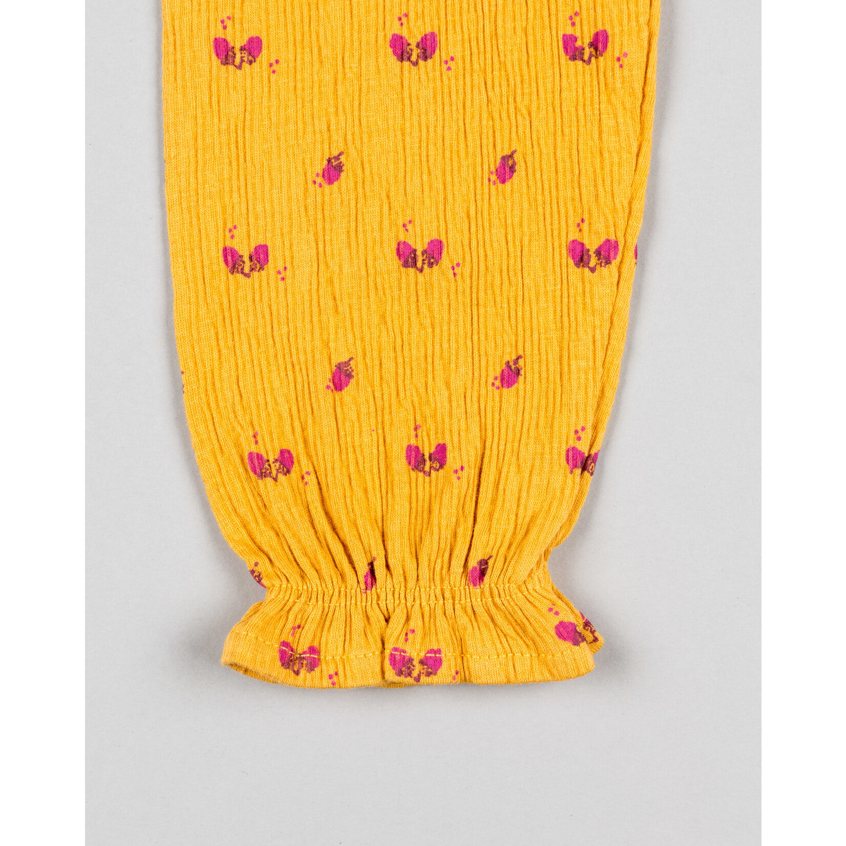 Losan LOSAN - Mustard yellow shirt with allover pink acorn print
