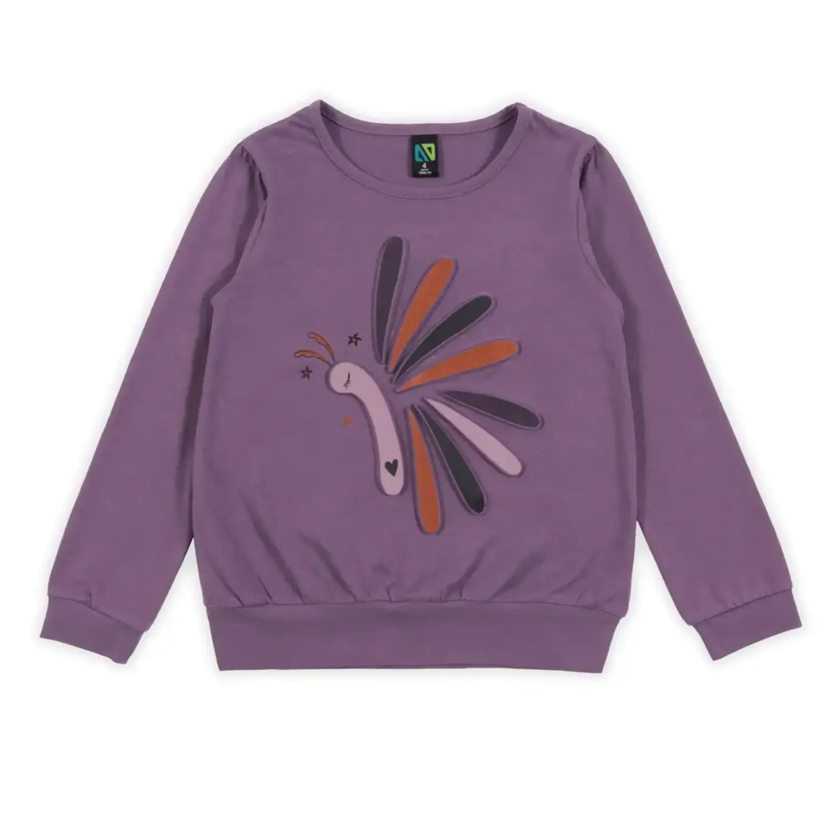 Nanö NANÖ - Purple longsleeve t-shirt with embossed butterfly appliqué 'Monde fantastique'