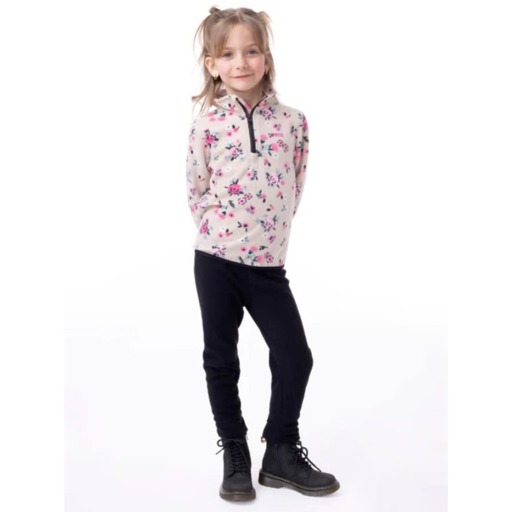 Nanö NANÖ -  Microfleece two-piece kit - Beige top with flowers and black pants