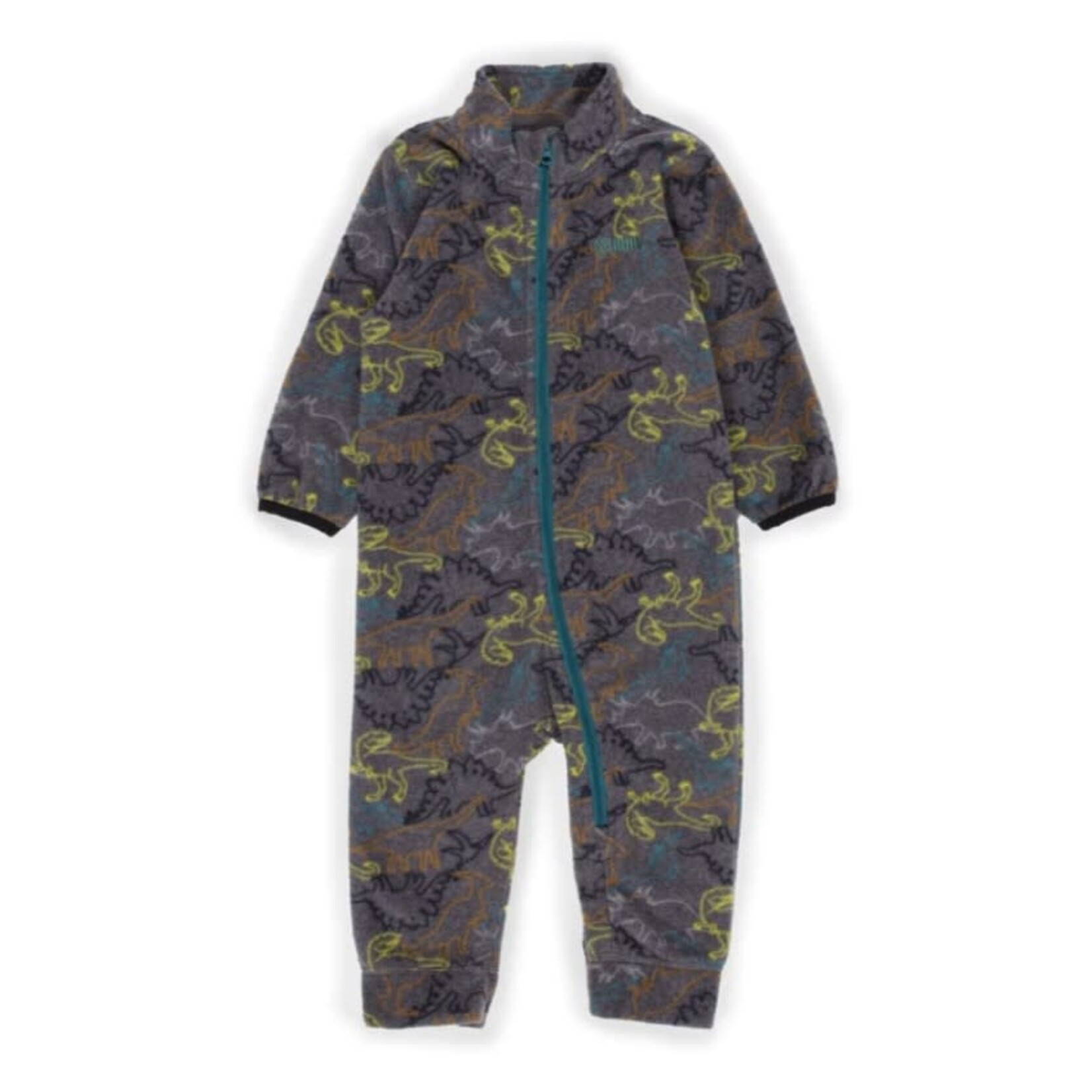 Nanö NANÖ -  One piece microfleece romper - Grey with dinosaure silhouettes