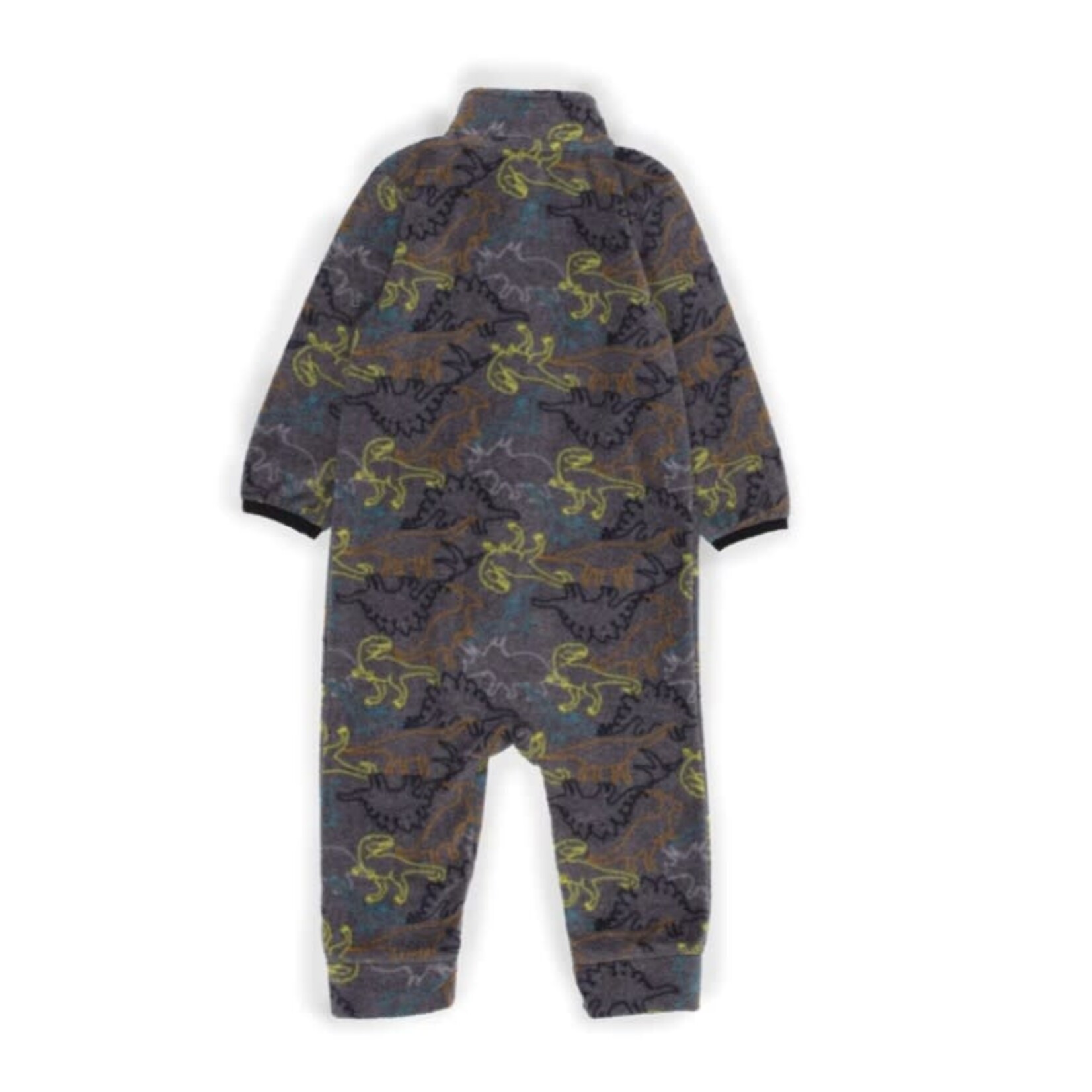 Nanö NANÖ -  One piece microfleece romper - Grey with dinosaure silhouettes