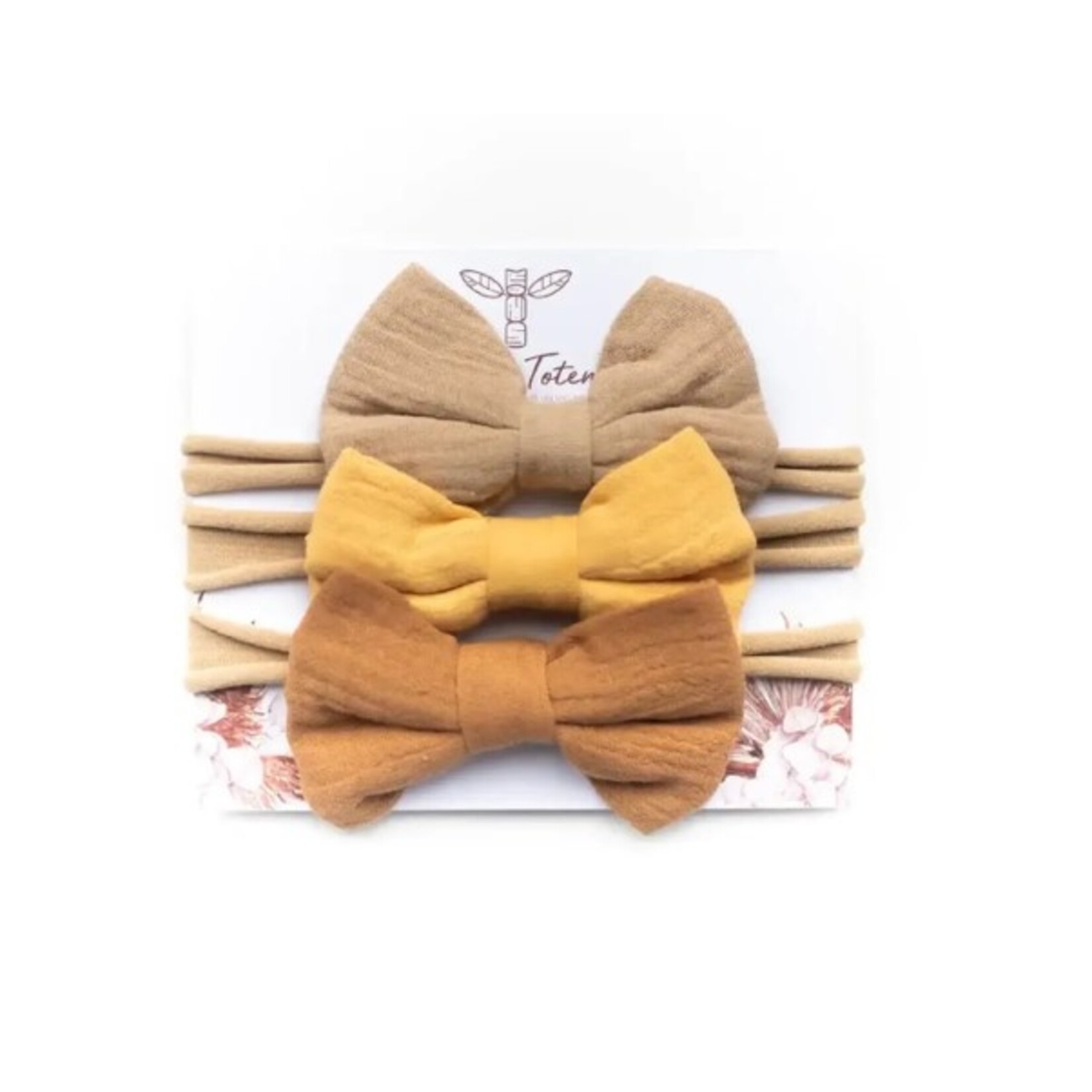 Mini Totem MINI TOTEM - 3 headbands with bows 'June' - Taupe, mustard, moka