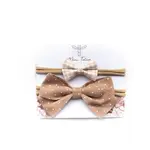 Mini Totem MINI TOTEM - 2 headbands with bows 'Ellarose' - Small plaid bow and large taupe polka dot bow