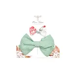 Mini Totem MINI TOTEM - Two hair clips with bows - 'Claire' - Small floral bow and large green polka dot bow