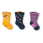 Boboli BOBOLI - Pack of 3 pairs of socks ('Cosmic Girl' - purple, navy blue and mustard yellow)