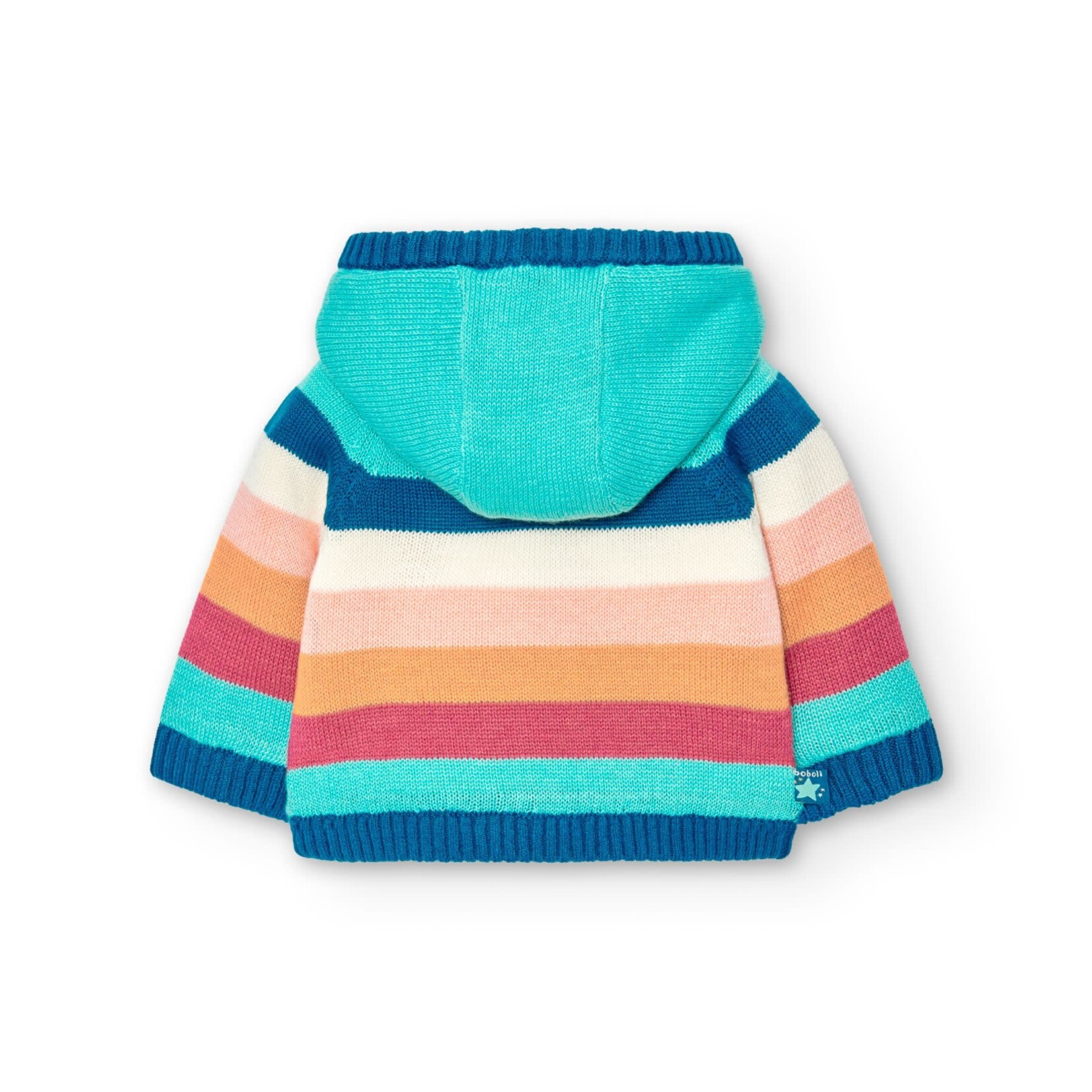 Boboli BOBOLI - Detachable hooded jacket in multicolor striped knit lined with pocket - planet blue