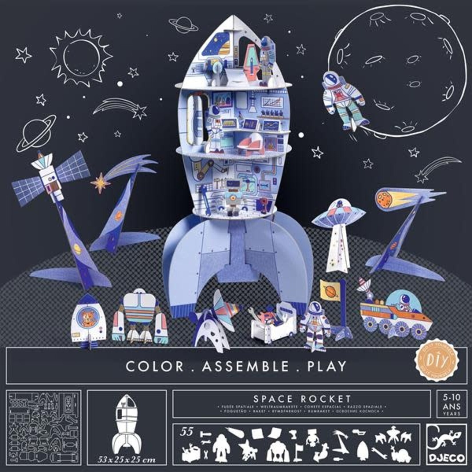 Djeco DJECO - 'Color Assemble Play' DIY Creative Kit - Space rocket