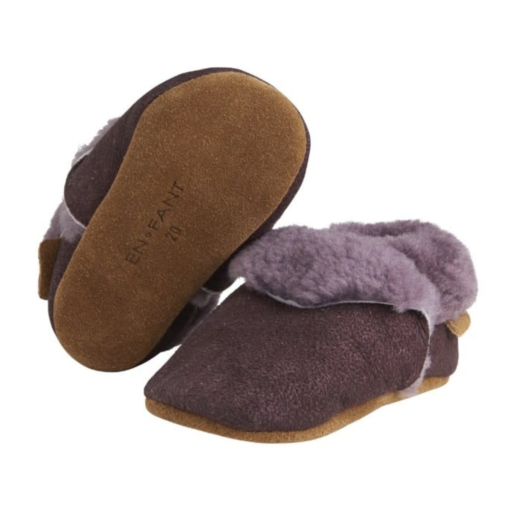 Enfant ENFANT - Wool-lined suede slippers - Plum