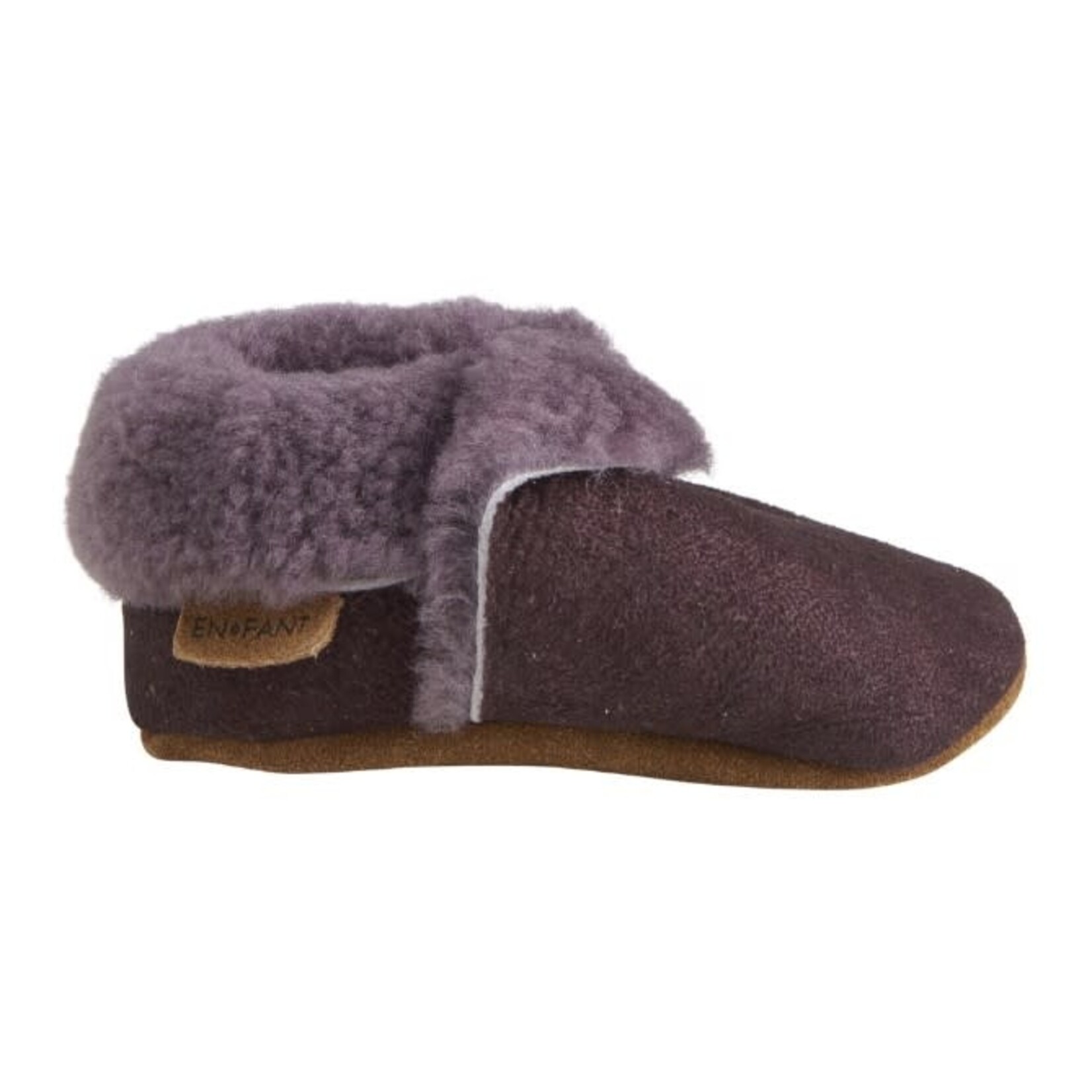 Enfant ENFANT - Wool-lined suede slippers - Plum