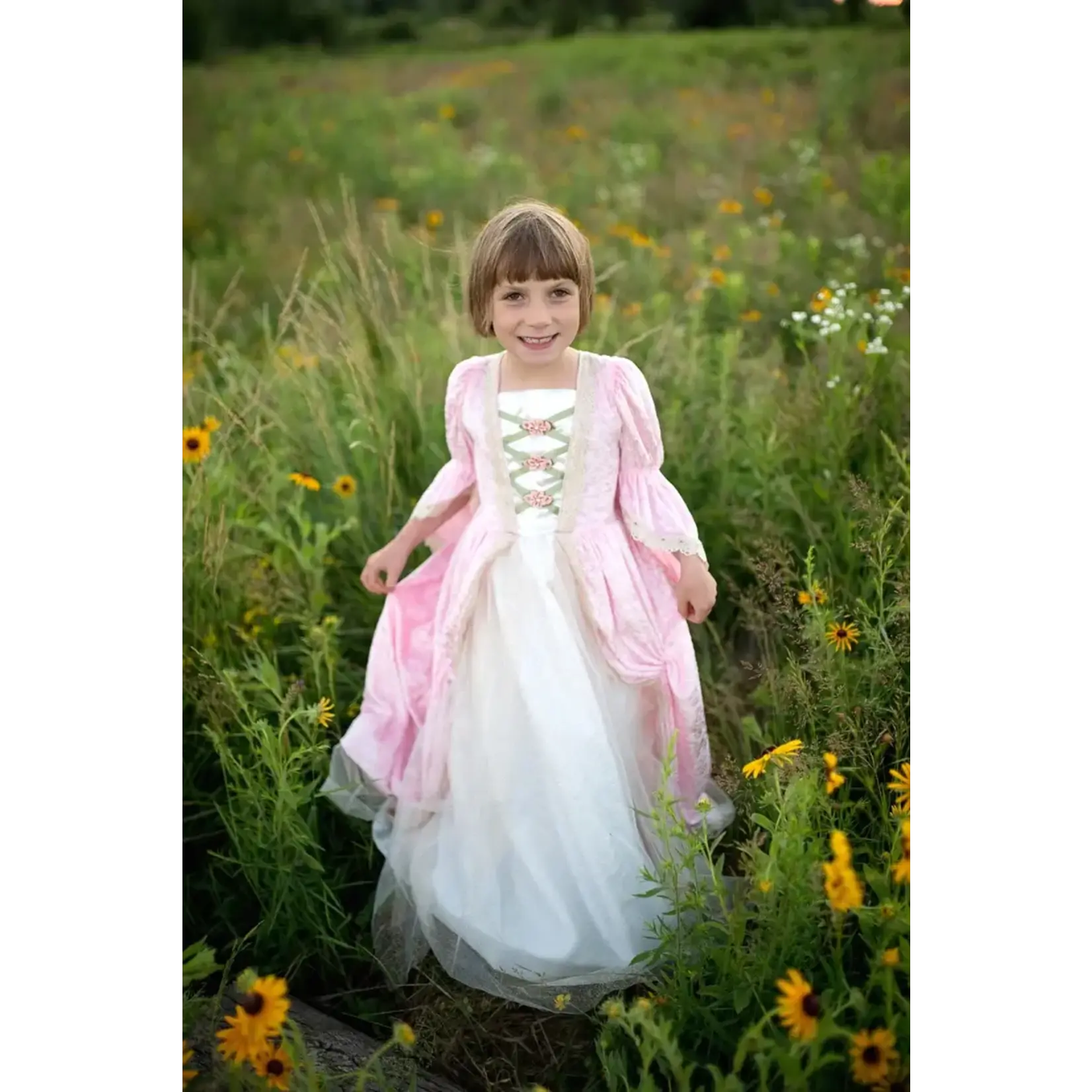 Great Pretenders GREAT PRETENDERS - Robe de princesse rose en velours avec fleurs au devant