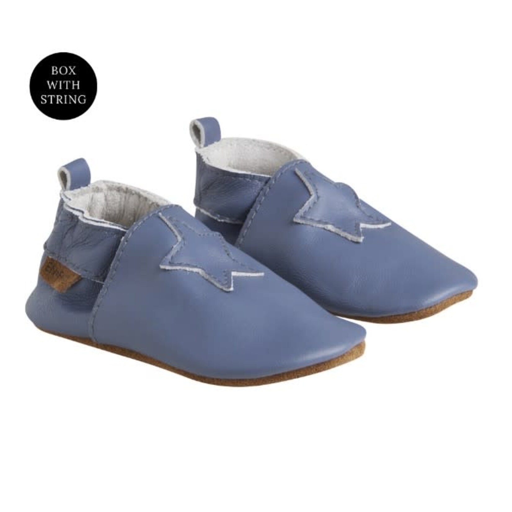 Enfant ENFANT - Blue leather slippers with star appliqué