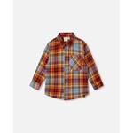 Deux par Deux DEUX PAR DEUX - Orange and blue checked flannel shirt