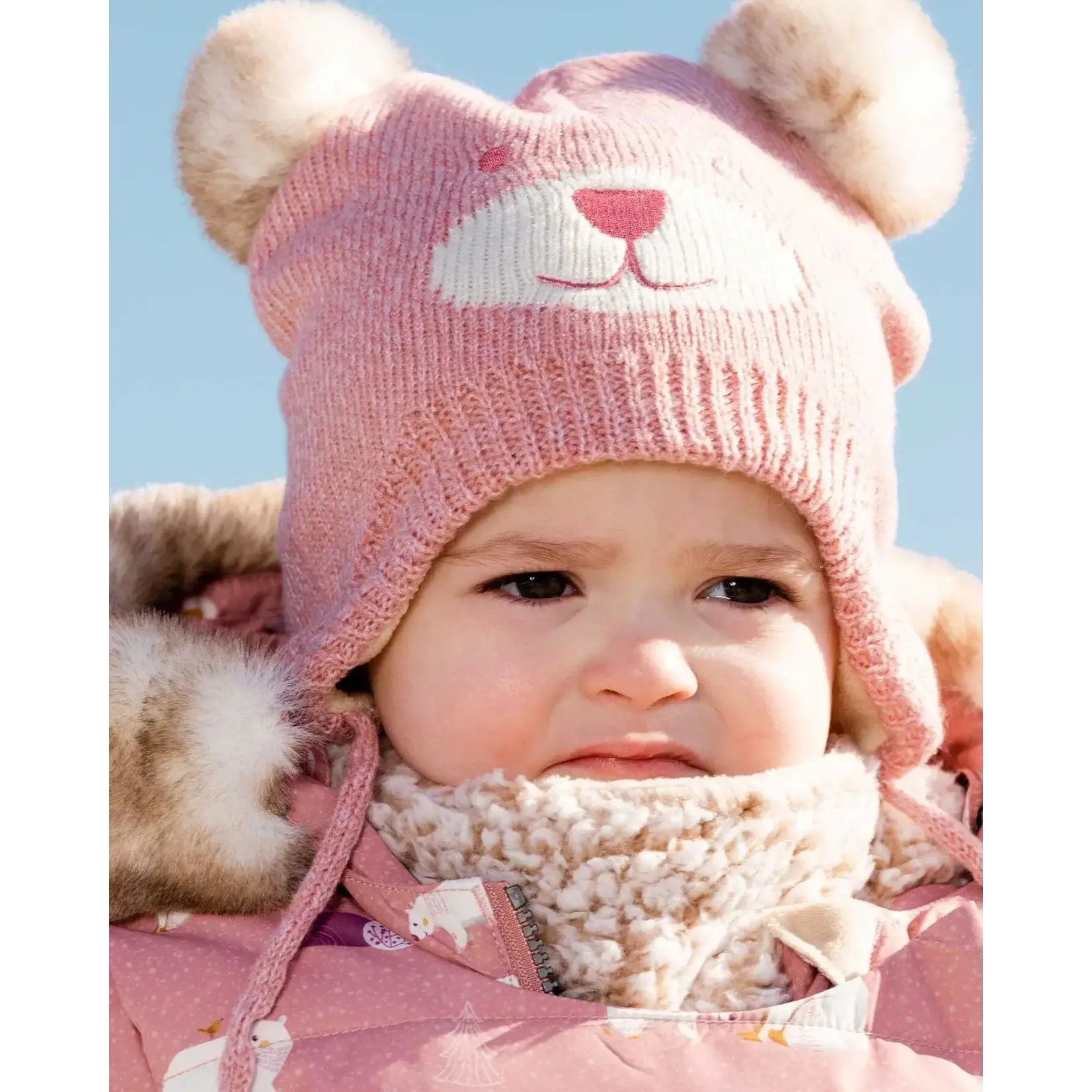 Deux par Deux DEUX PAR DEUX - Tuque péruvienne pour bébé en tricot rose ancien