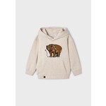 Mayoral MAYORAL - Cream Colored Hoodie With Bear Textured Appliqué