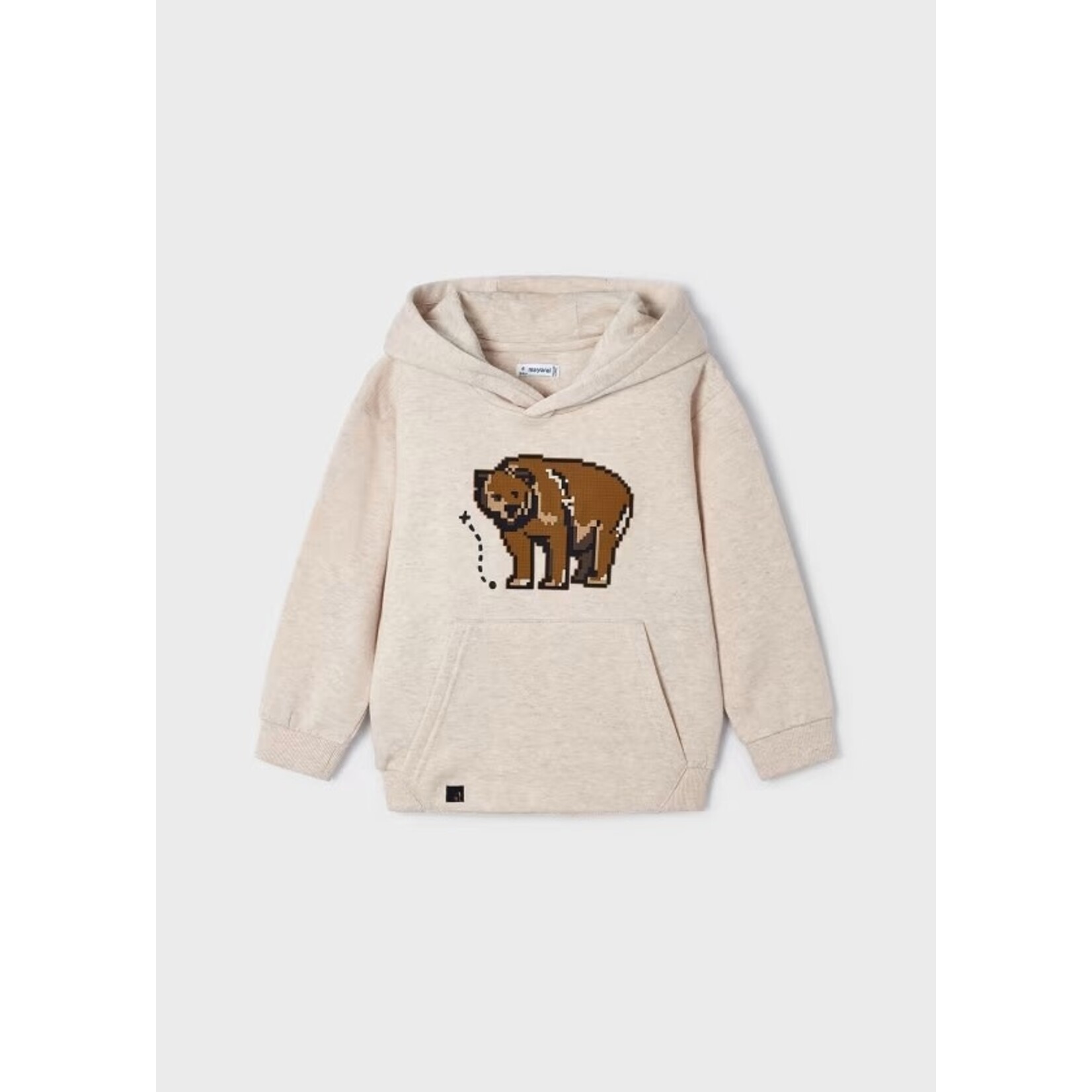 Mayoral MAYORAL - Cream Colored Hoodie With Bear Textured Appliqué