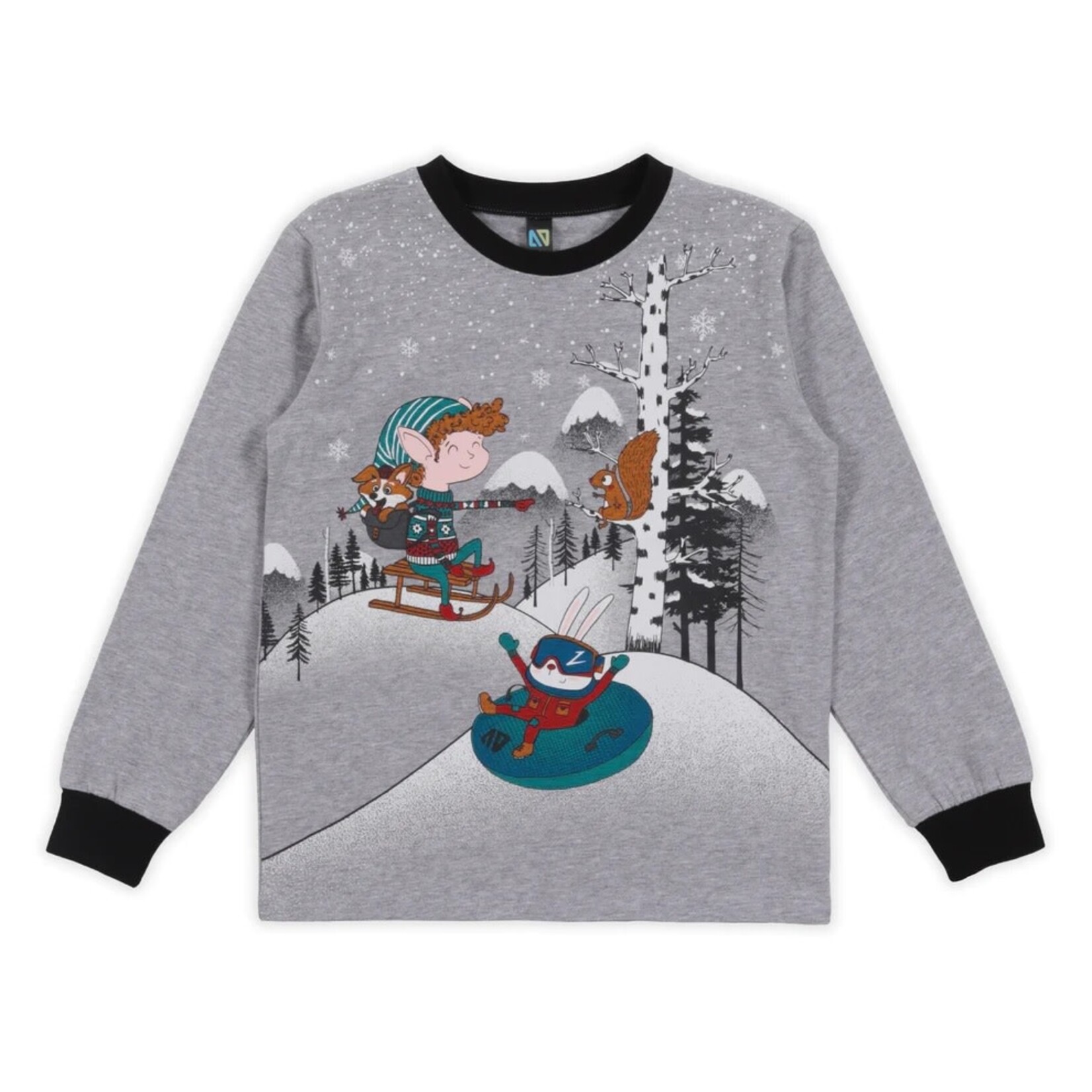 Nanö NANÖ - Heather gray pajama set with North Pole slide print