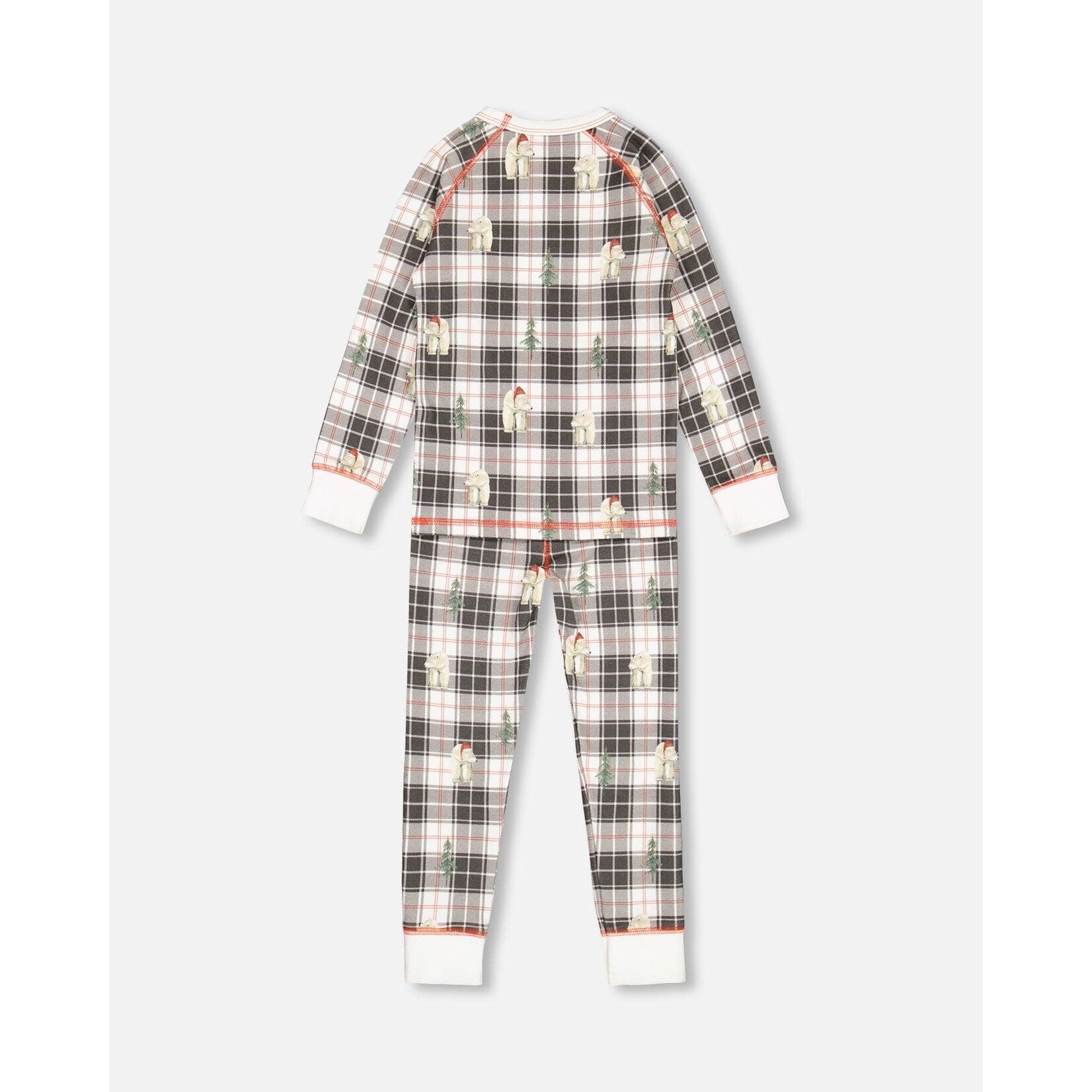 Deux par Deux DEUX PAR DEUX - Ensemble pyjama en coton biologique à carreaux avec imprimé d'ours polaires