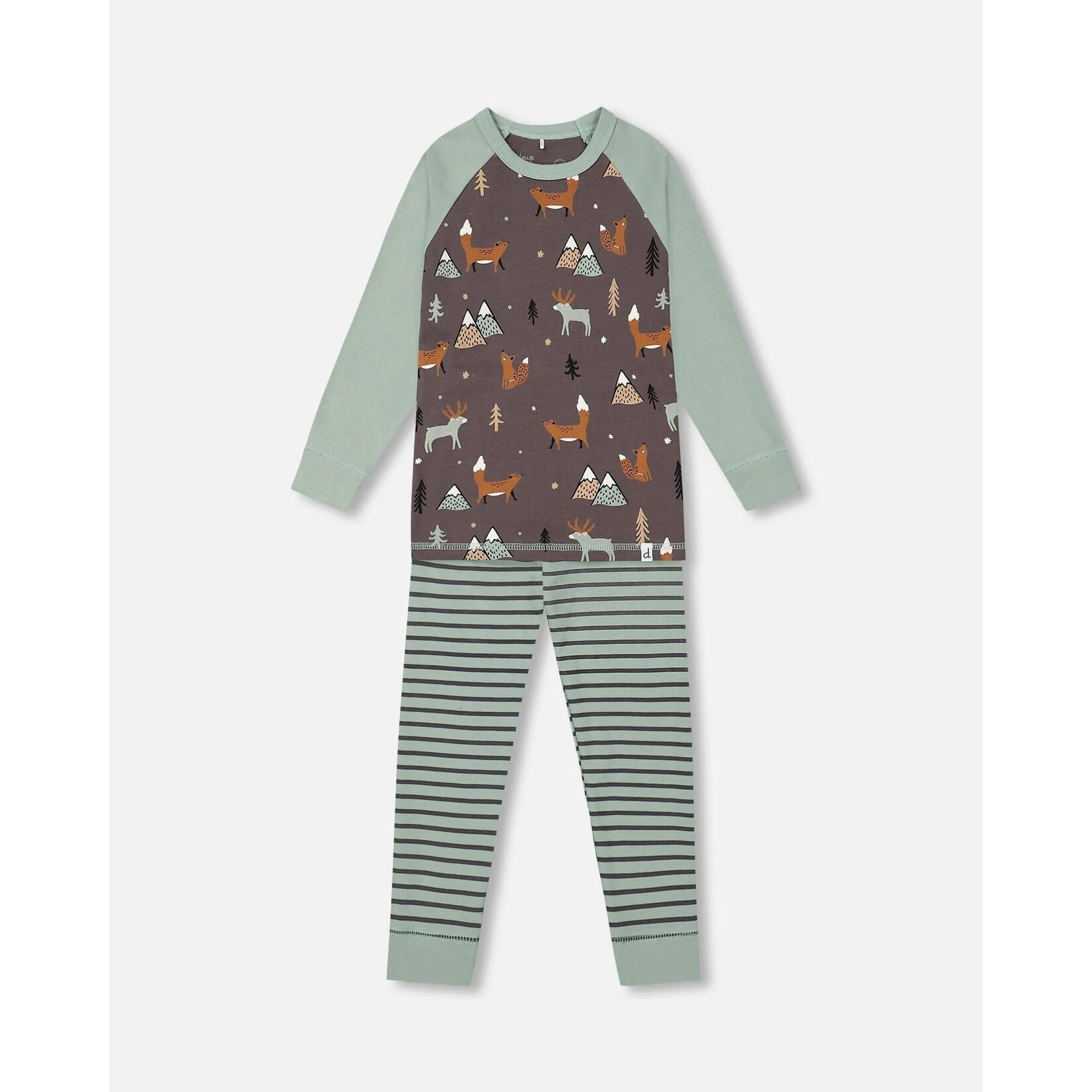 Deux par Deux DEUX PAR DEUX - Ensemble pyjama en coton biologique gris foncé avec imprimé renards et montagnes