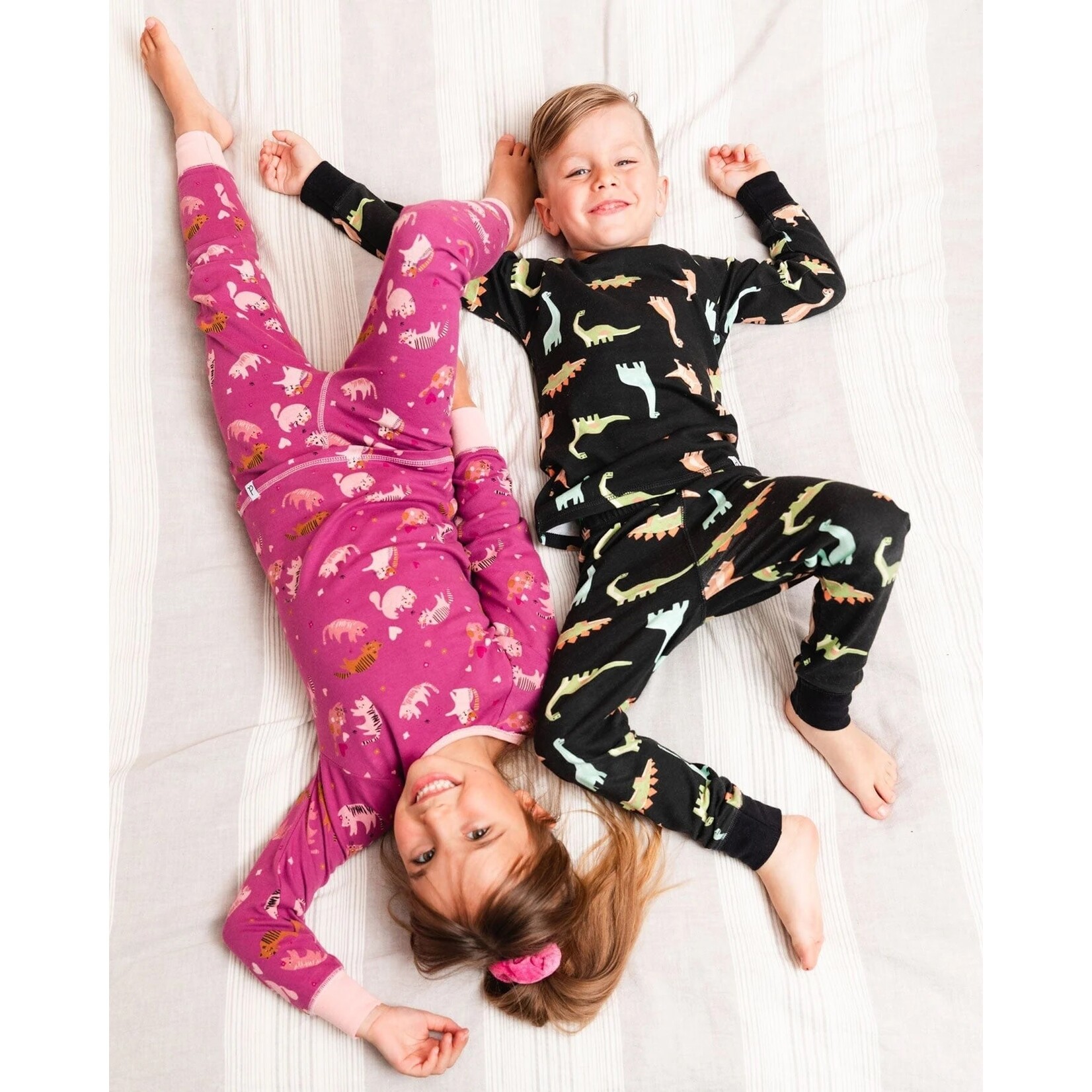 Deux par Deux DEUX PAR DEUX - Black Organic Cotton Pyjamas Set with Dinosaur Print