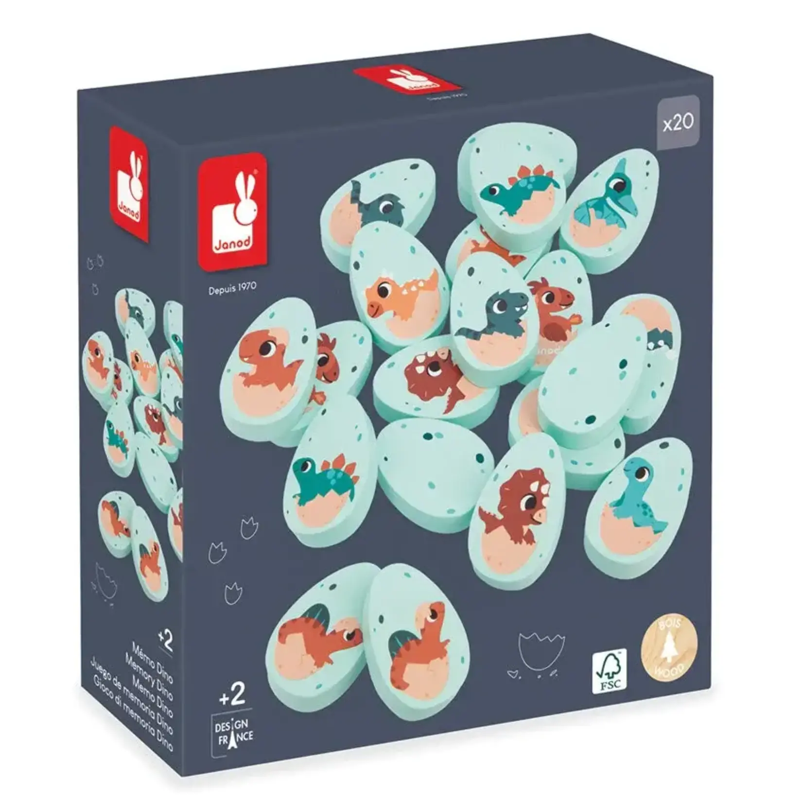 Janod JANOD - Wooden dino memory game