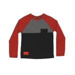 Northcoast NORTHCOAST - T-shirt à manches longues raglan gris foncé, rouge et noir avec une petite poche