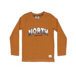 Northcoast NORTHCOAST - Long sleeve caramel-coloured t-shirt with North print 'Advendure is out there'