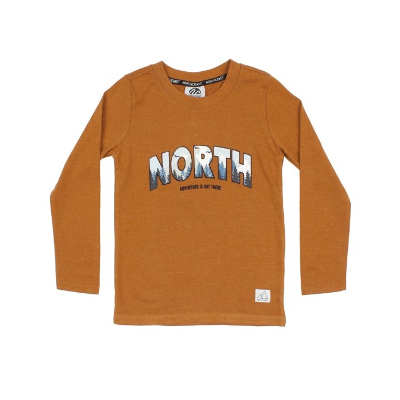Northcoast NORTHCOAST - Long sleeve caramel-coloured t-shirt with North print 'Advendure is out there'