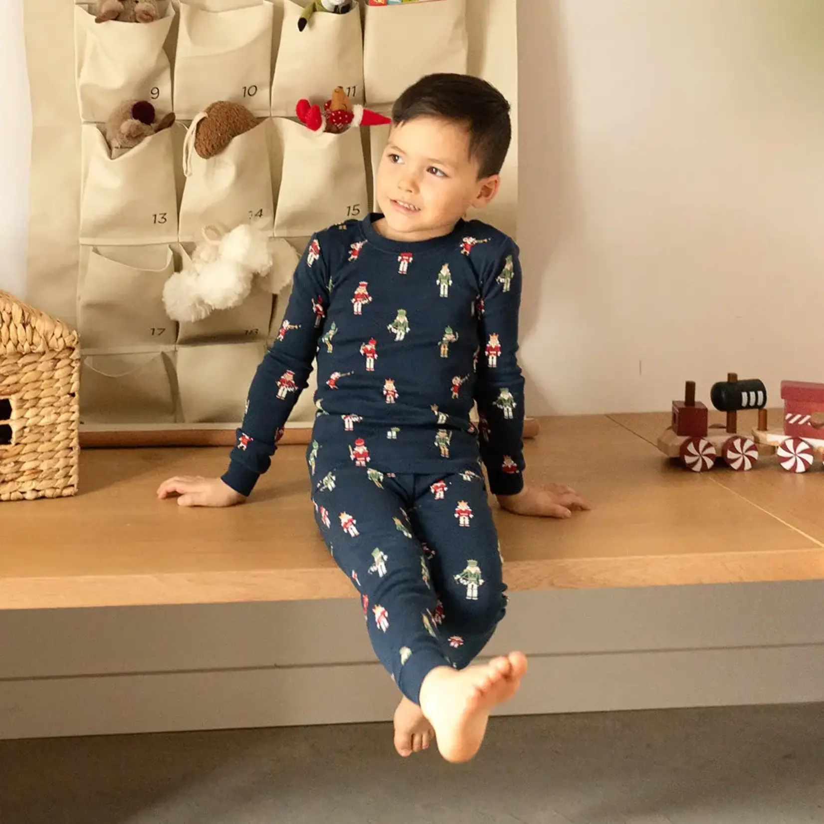 Petit Lem PETIT LEM - Ensemble pyjama marine à imprimé de casse-noisettes (2 pcs.)