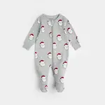 Petit Lem PETIT LEM - Pyjama de bébé gris à imprimé 'Visages de Père Noël'