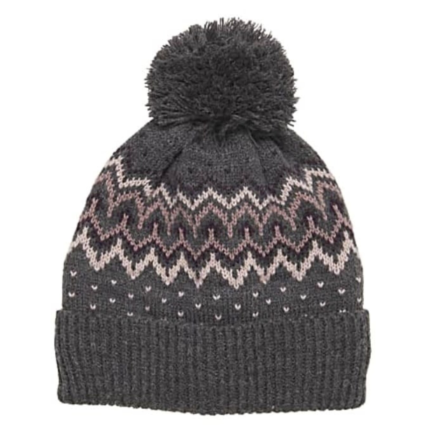 Color Kids COLOR KIDS - Winter knit hat with jacquard design - Charcoal and pink