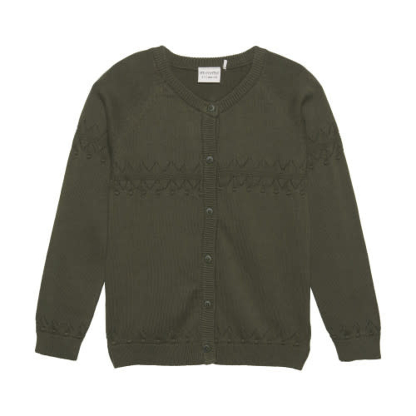 Minymo MINYMO - Cardigan en tricot pointelle olive