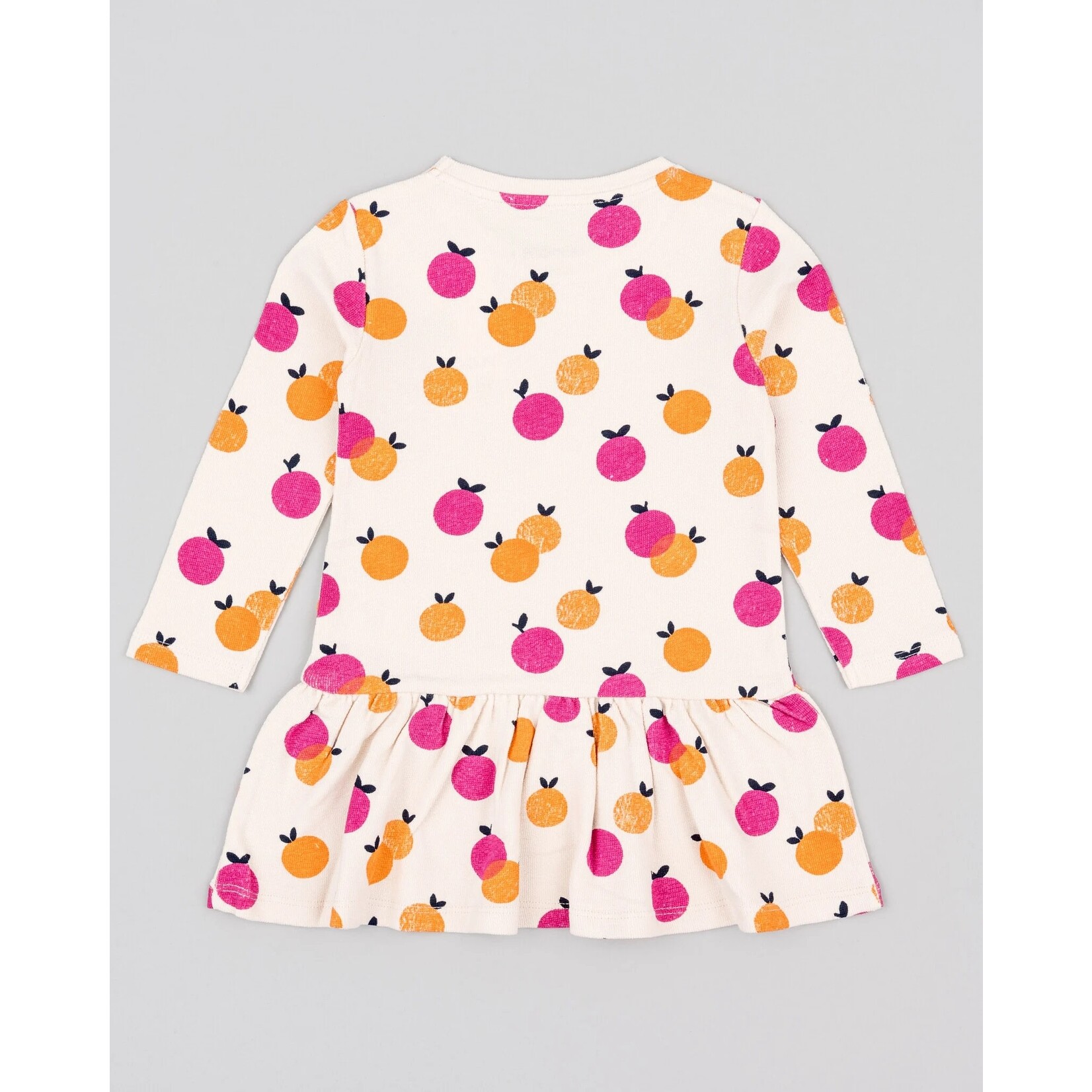 Losan LOSAN - Long Sleeve Dress with All-Over Orange and Pink Fruit Print
