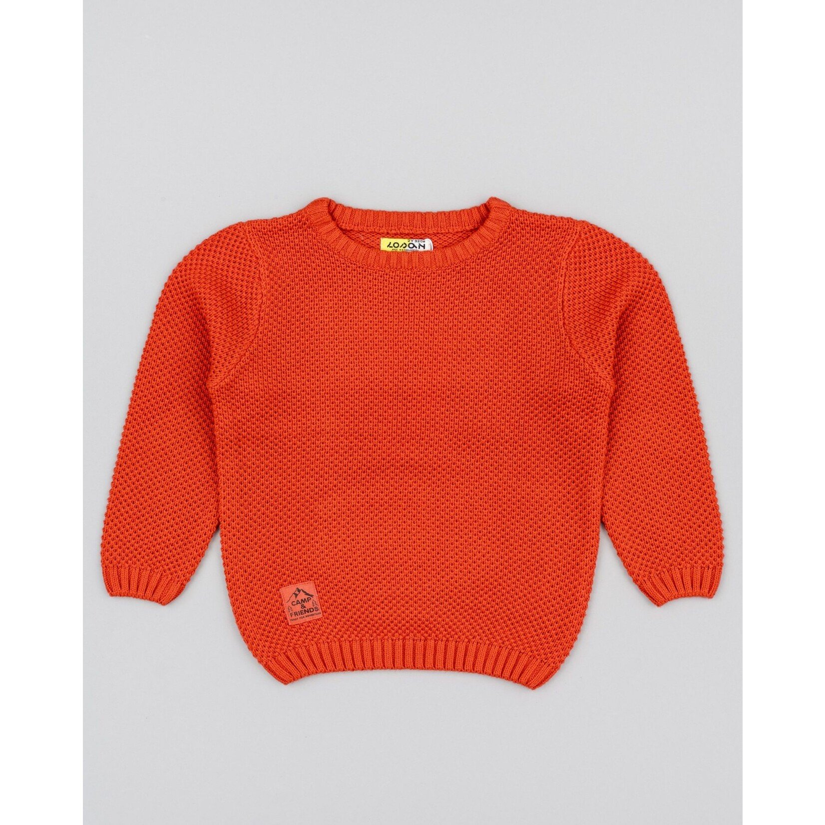Losan LOSAN - Chandail tricot de mailles uni orange foncé 'Camp Friends'