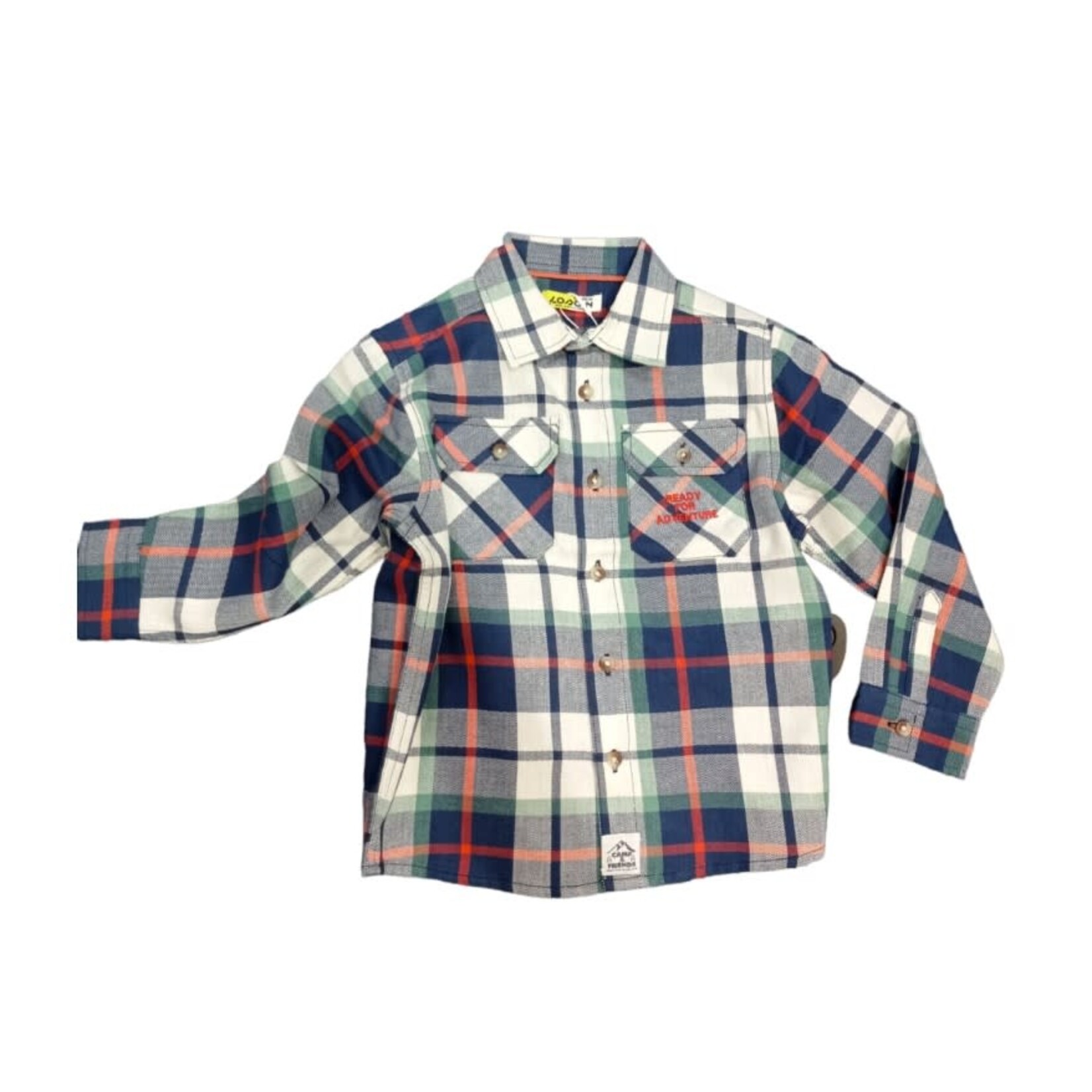 Losan LOSAN - Plaid shirt in red, navy and green 'Ready for adventure'