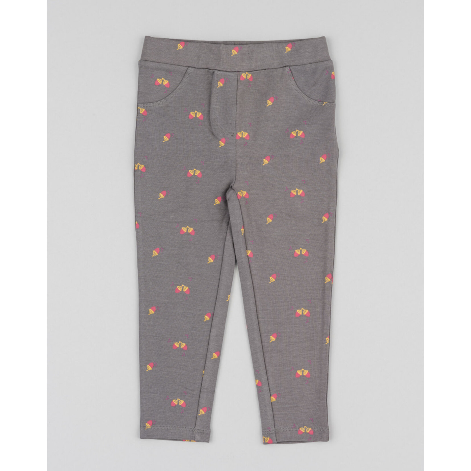 Losan LOSAN - Pantalon souple / Legging gris taupe avec imprimé de glands orange et roses