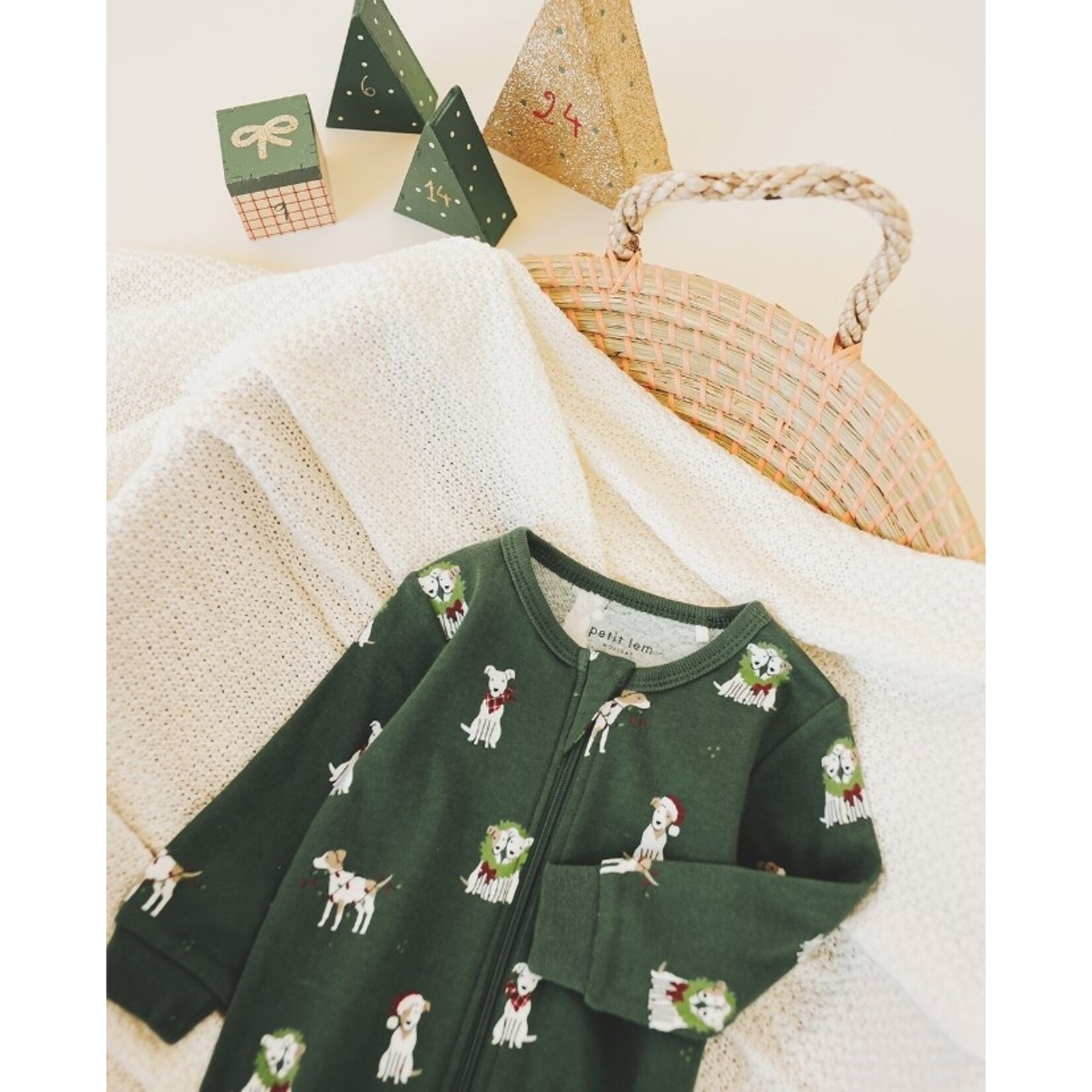 Petit Lem PETIT LEM - Trekking Green Footed Pyjama with Jack Frost Russell Print